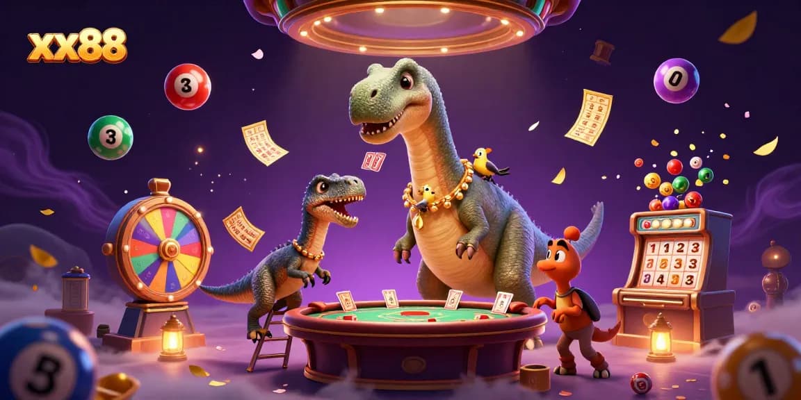 Engage in exciting games at xx88 with vibrant casino elements and dynamic characters in action.