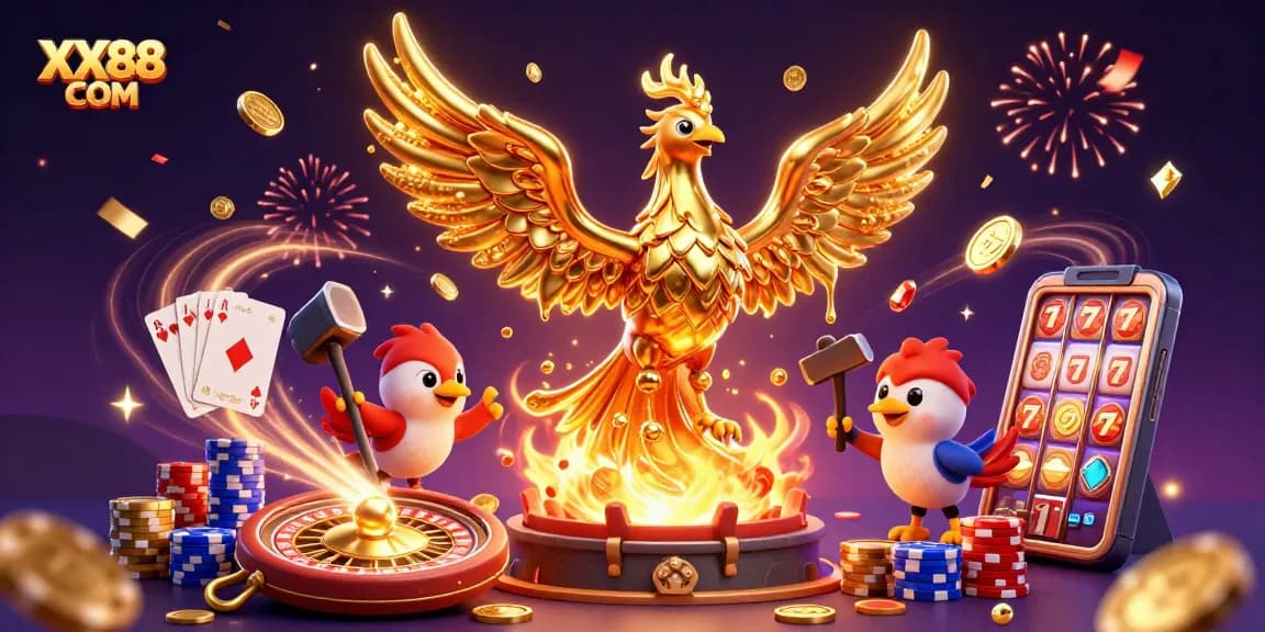 Experience the thrill of XX88 COM with dynamic golden phoenix and exciting gaming elements.