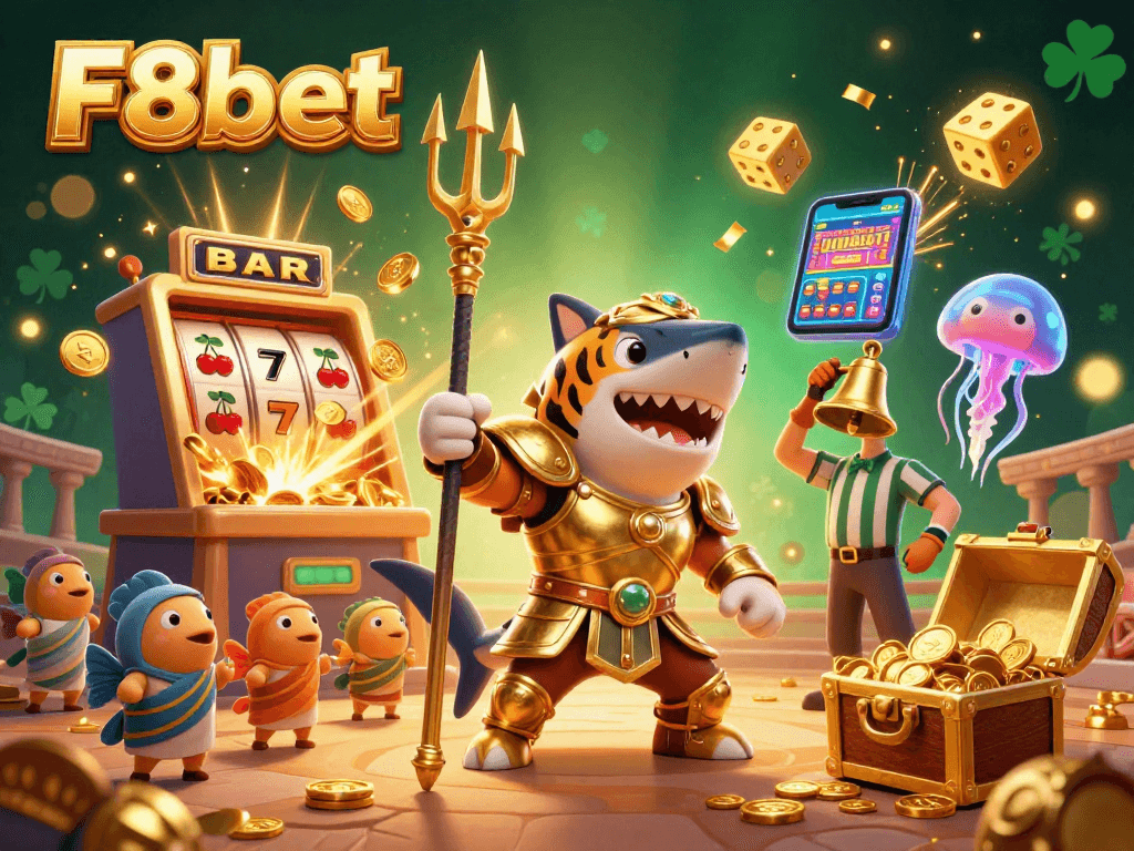 Experience thrilling action with F8bet’s dynamic casino visuals showcasing games, excitement, and vibrant underwater themes.