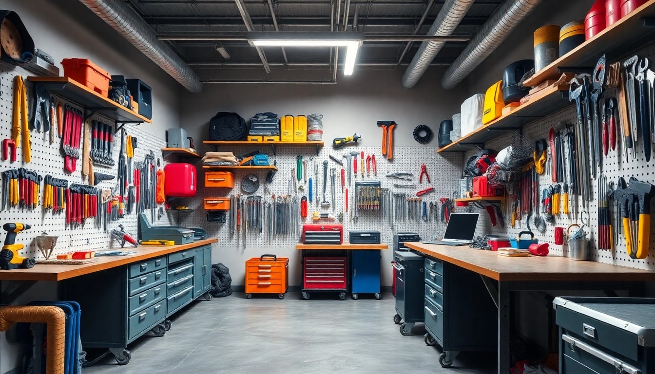 L'armadio da officina contiene strumenti organizzati e funzionali per la massima efficienza.