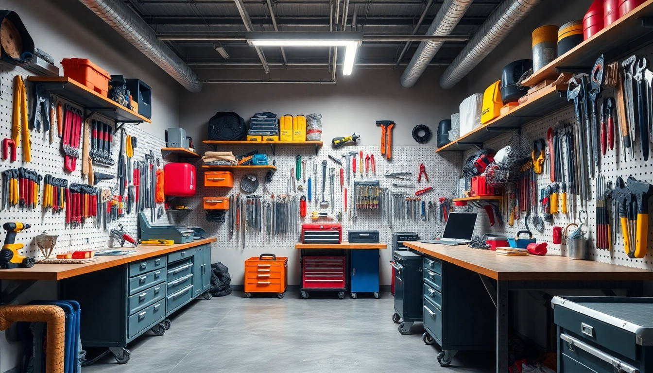 L'armadio da officina contiene strumenti organizzati e funzionali per la massima efficienza.