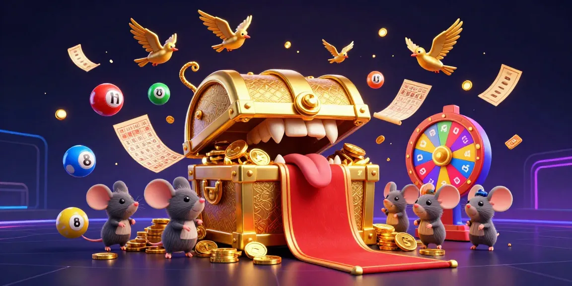 Experience thrilling gameplay with no hu in this vibrant treasure chest-themed casino illustration.