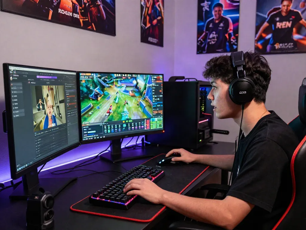 Player engaged in rokok88 login amidst immersive gaming atmosphere.