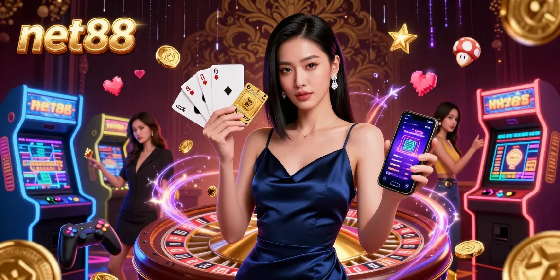 Engage with net88 through this vibrant 3D casino illustration showcasing exciting gaming experiences.
