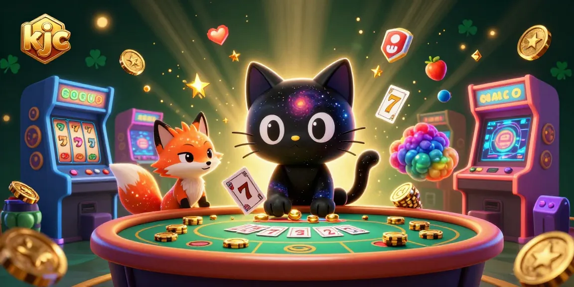 KJC immerses players in casino excitement, capturing vibrant moments at the slot reels with dynamic characters.