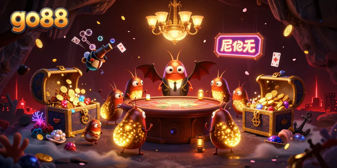 Experience the enchanting go88 cave casino illuminated by glowworms and a bat dealer, unlocking treasures.