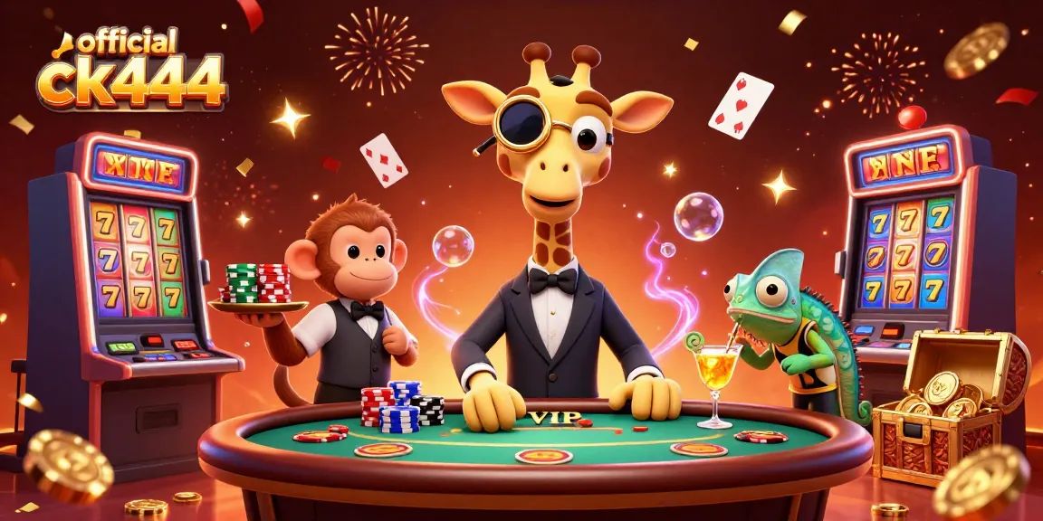 Experience the excitement of official ck444 with colorful casino elements in a vibrant 3D illustration.