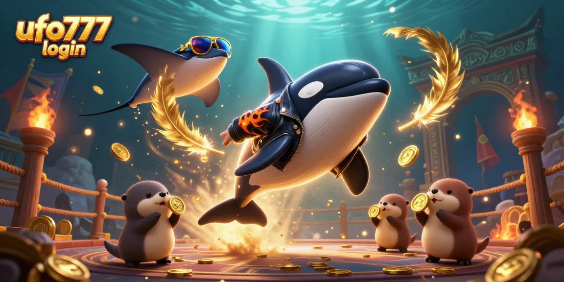 Experience seamless gaming with ufo777 login in a vibrant 3D casino scene featuring playful sea creatures.